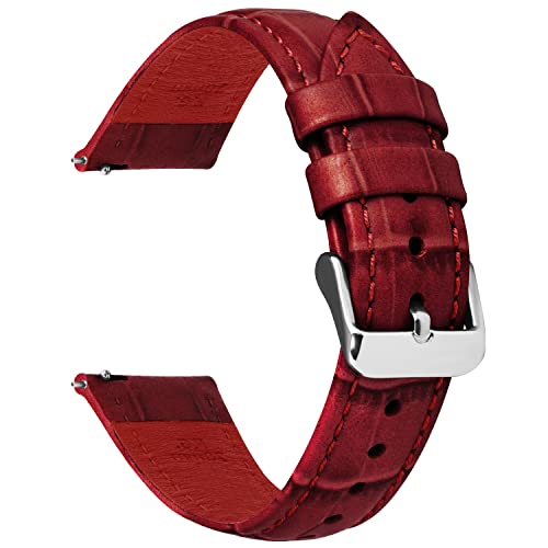 Fullmosa Quick Release Watch Band, Bamboo Genuine Leather Watch Strap for Samsung Galaxy/Gear Watch/Huawei Watch 2/Amazfit/Garmin Watch 18mm 20mm 22mm 24mm