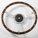 Flashpower 17'' Classic 9 bolts wood grain steering wheel Restoration Jaguar E-type XKE MK2 Derrington 18 Rivets with Horn Button