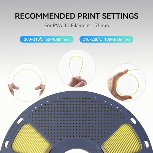 Image of SUNLU PVA Filament 1KG, 1.75mm Water Soluble Support 3D Printer Filament+ /-0.03mm, Compatible with PLA, PETG, ABS,ASA, Transparent Yellow