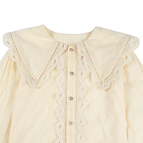 LittleSpring Girls Button Down Long Sleeve Shirt with Peter Pan Collar2