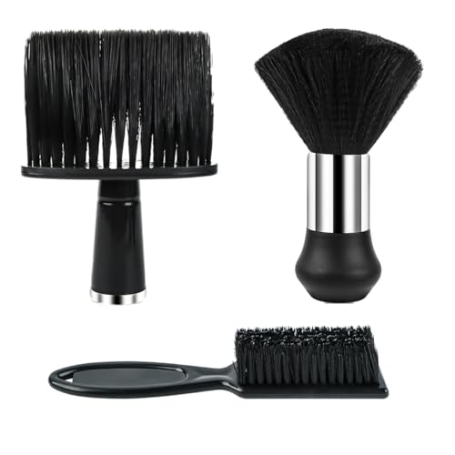 Lot de 3 brosses de coupe de cheveux, brosse de cou, brosses de coiffure, brosse a barbe homme，pour le nettoyage des cheveux et enlever la poussière dans le salon de coiffure