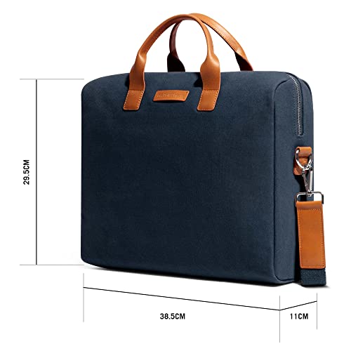 Image of DailyObjects Unisex City Compact Fleet Canvas Laptop Messenger Bag with Leather Handles and Adjustable Straps | Zip Closure with Slip Pockets and Large Storage For 14 Inch Laptops