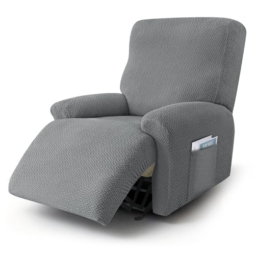 Lnopever Funda Sillon Relax Reclinable 1 Plaza, Fundas Sillon Relax Elástica con Bolsillos, Funda Sillon Antideslizante, Funda Butaca Reclinable para Sofá de Televisión, Protector de Muebles Lavable