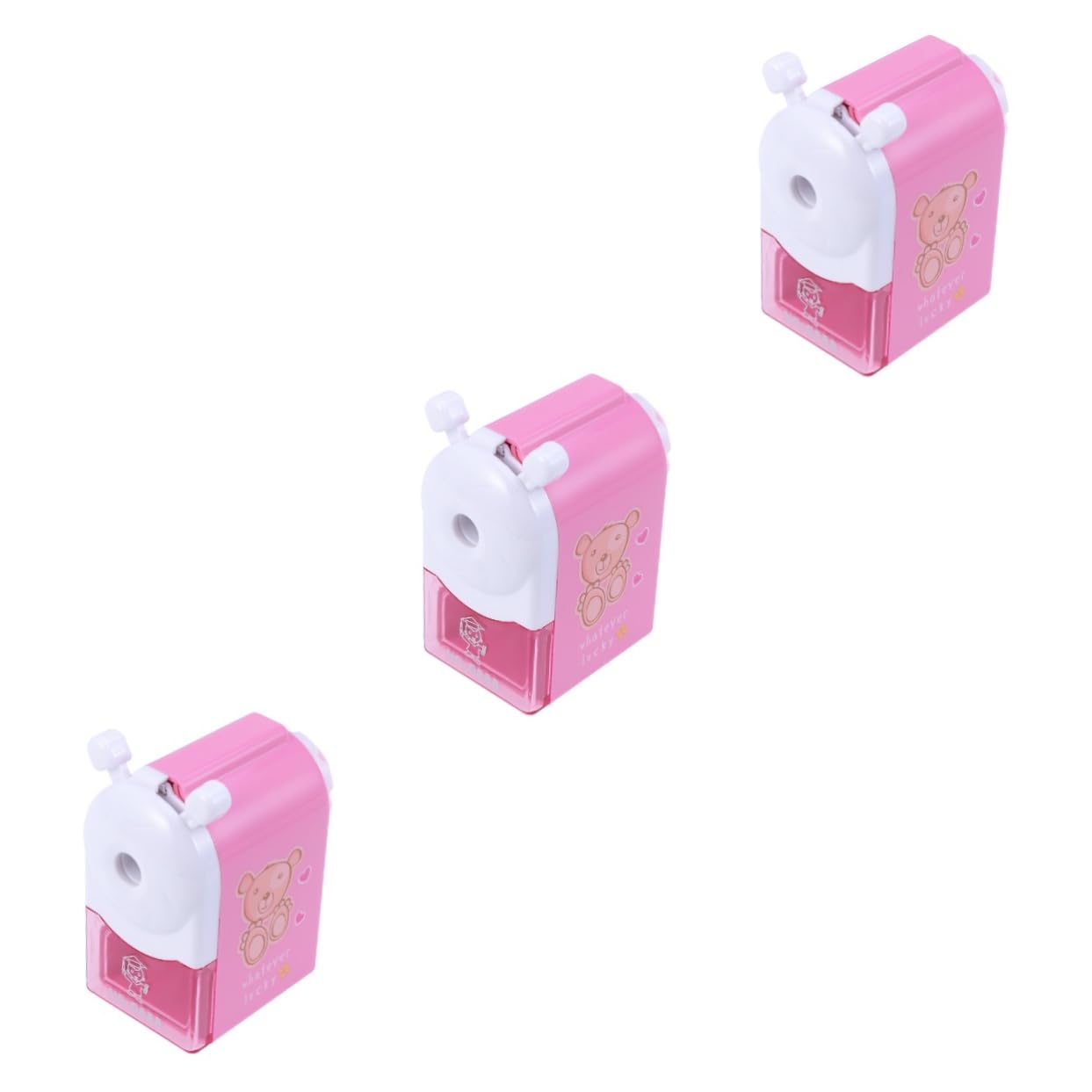 SHINEOFI 3pezzi Temperamatite Rotante Cartoon Per Ragazzo Ragazza Design Casa Di Fiaba Rosa Affilatura Per Matite Standard Triangolari e Esagonali Leggero e Pratico Per Scuola e Ufficio