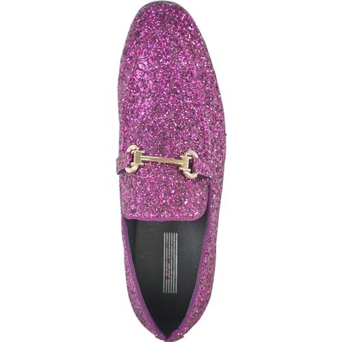 Image of bravo! Men Dress Shoe Prom Slip-on Loafer Lace-up Oxford Cap Toe Metallic Glitter for Wedding Prom Black Blue Green Gold Pink Pewter Purple Silver Red