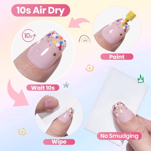 Image of Beetles 12 Colors Nail Art Pens, 0.5mm Fine Line Nail Polish Pens for Women | Quick Air Drying Acrylic Paint Markers for Nail Art Design Easy Painting Dots Liner Lettering, DIY Home Salon Nail Art Tools