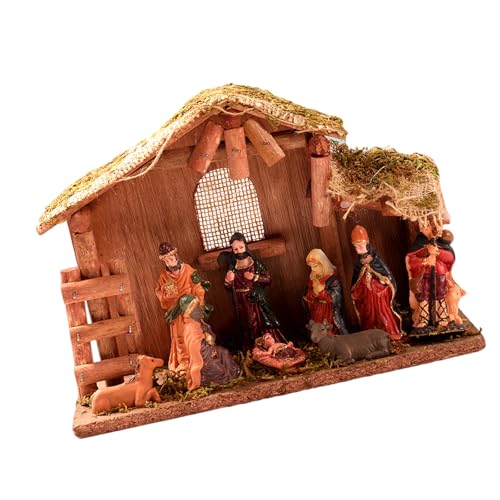 ZUJIABAO Estatua de belén estable, estatua de Navidad, colección de la sagrada familia, decoración de mesa, adorno para interiores