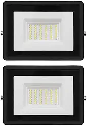 Kit 2x Refletor LED Slim Holofote 50W IP66 Iluminação Externa Branco Frio Bivolt