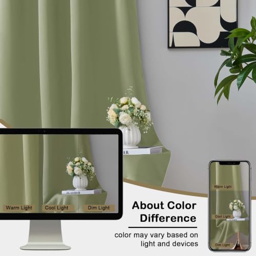 Image of Sage Green Blackout Curtains for Bedroom 72 Inch Length 2 Panels Set, Solid Thermal Insulated Energy Saving Window Curtains for Living Room, Dual Rod Pocket Window Drapes, 2x40Wx72L Inches