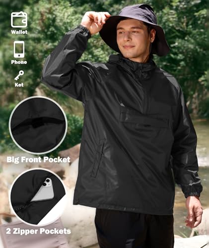 SWISSWELL Men's Rain Jacket Waterproof Lightweight Packable Pullover Windbreaker with Hood for Travel Hiking Golf3