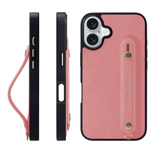 HANATORA for iPhone 16Plus �P�[�X �{�v �ϏՌ� �w�ʃx���g �X�}�z�P�[�X �X�}�z �X�^���h�@�\ �l�b�N �X�g���b�v �t�� �G���{�X���U�[ �M�t�g �}�O�l�b�g�Ȃ� �s���N NGH-16Plus-Pink