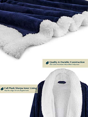 Image of PAVILIA Women's Plush Fleece Robe, Soft Cozy Long Bathrobe with Satin Waffle Trim, Warm Lightweight, Pockets & Tie Belt