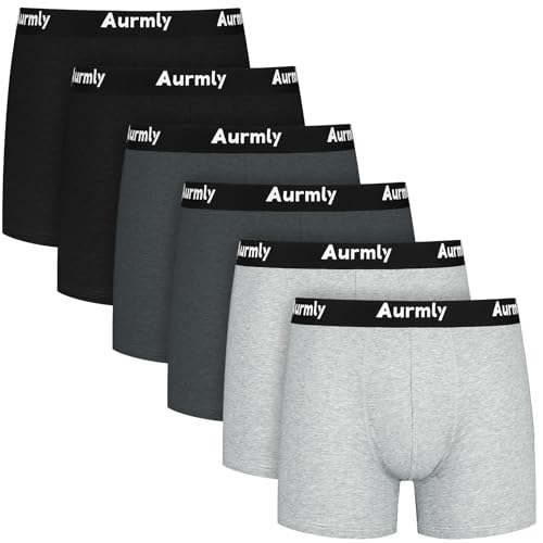 Aurmly Pack de 6 Calzoncillos Bóxer para Hombre, Ropa Interior Hombre, Calzoncillos Boxer, Diseño sin Etiquetas, Colores Clásicos