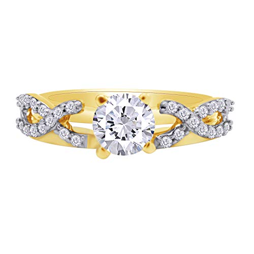 0.38 Carat Round White Cubic Zirconia Infinity Enhancer Guard Ring 14K Yellow Gold Over Sterling Silver Ring Size-9.5