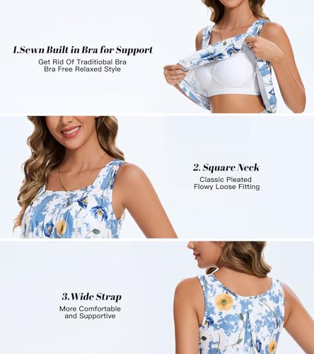 Image of Camisoles for Women with Built in Bra Adjustable Strap Tank Tops Cami Sleeveless Summer Tops for Workout Sleeping Traveling