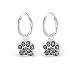Produktbild Paw Print Ohrringe  925 Sterling Silber  mit 24 schwarz Kristalle  Teil Größe: 8 mm x 7 mm Hoop Größe: 1,2 mm x 12 mm  kostenlose Geschenkverpackung enthalten  Die Rose & Silver Company  rs0054