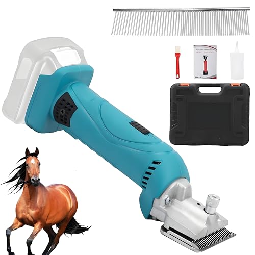 Cordless Horse Clippers Compatible with Makita 18V Battery(no Battery),Cordless Grooming Kit Quiet Horse Clippers,6 Speed Heavy Duty Clippers with Comb,Professional Horse Trimmer for Thick Hair