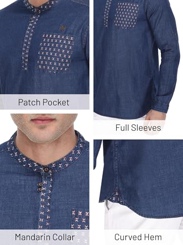 Image of Kuons Avenue Men's Cotton Solid Tailored Henley Shirt