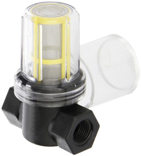 Banjo LSTM050-30C Polypropylene Mini T-Strainer with Clear Bowl, 30 Mesh, 1/2