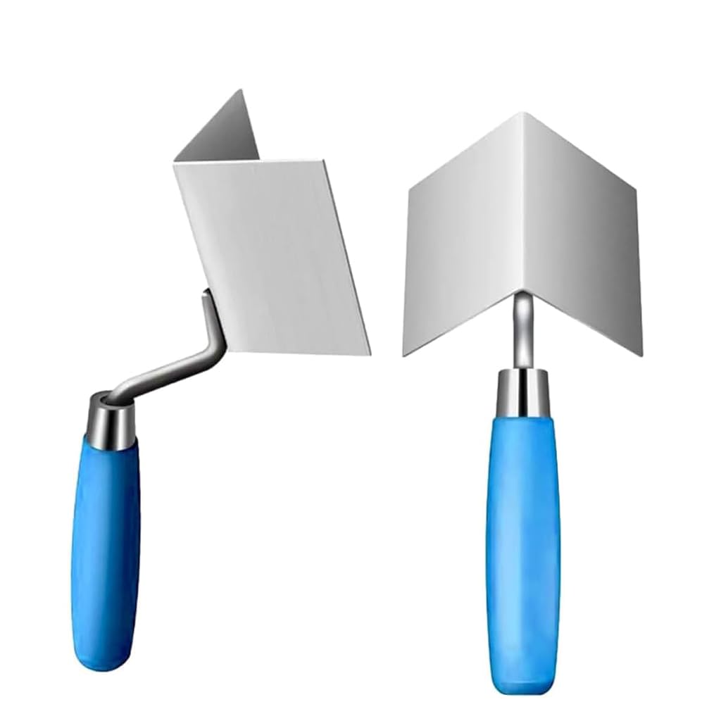 Serplex® 2Pcs Drywall Corner Tool Set, 3 Inch Drywall Outside Corner Trowel and Inside Corner Trowel, Stainless Steel Sheetrock External Corner Trowel & Internal Corner Trowel for Concrete Plastering