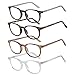 KSSESSE Reading Glasses for Men Women Blue Light Blocking Oval Readers with Spring Hinge 4 Pack 1.75