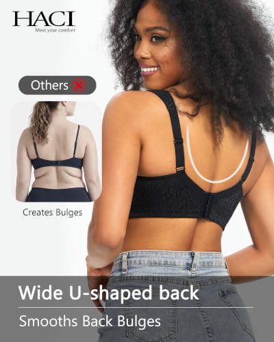 Image of HACI Women Minimizer Bra Full Coverage Everyday Wirefree Unpadded Plus Size