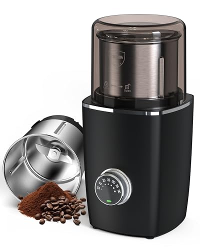 CEVING Hands-Free Blade Coffee Grinder, Cordless Coffee Mill with 5-30S Adjustable Grinding...