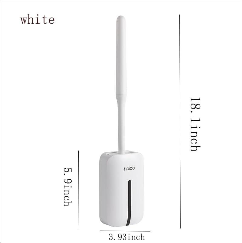 Image of Compact Storage Toilet Brush and Holder Set Plunger,Bathroom Accessory Toilet Cleaning Brush, Ergonomic Handle, Deep Cleaning Toilet Bowl Brush Holder, with Hook for Wall Mounting, White