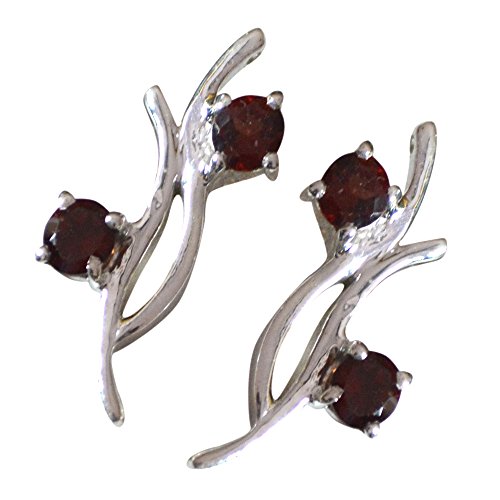 Boucles d'oreilles grenat naturel pour femmes, bijoux argent 925 ronds