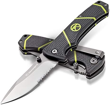 Kilimanjaro Kibo Folding Knife, Drop Point Serrated Blade, Black, One Size