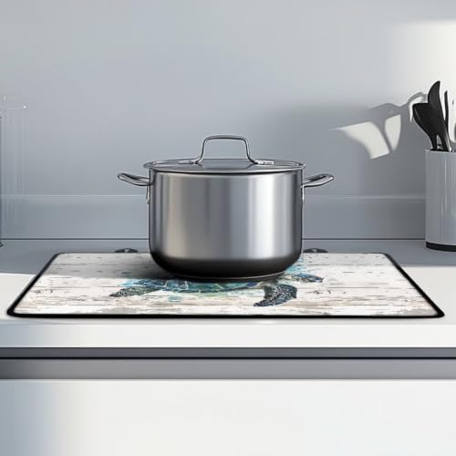 Image of Stove Top Cover for Electric Stove Oil-Proof Range Cover for Glass Ceramic Top Stove Cooktop Protector Cover For Kitchen Decor, 29 x 21 Inch, Sea Turtle Wood Grain