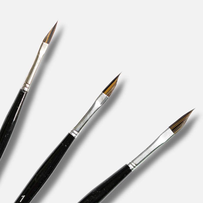Image of Stationerie Petal Paint Brushes Set - Handmade Artist Painting Brush Set Including Triangle Petal Dagger Brush for Acrylic, Watercolor, & Gouache Painting with Brush Holder - Cruelty-Free (3 Brushes)