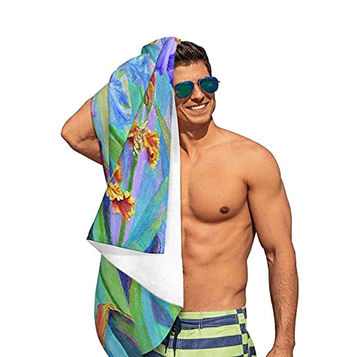 Serviette de bain douce en microfibre motif fleur de pavot