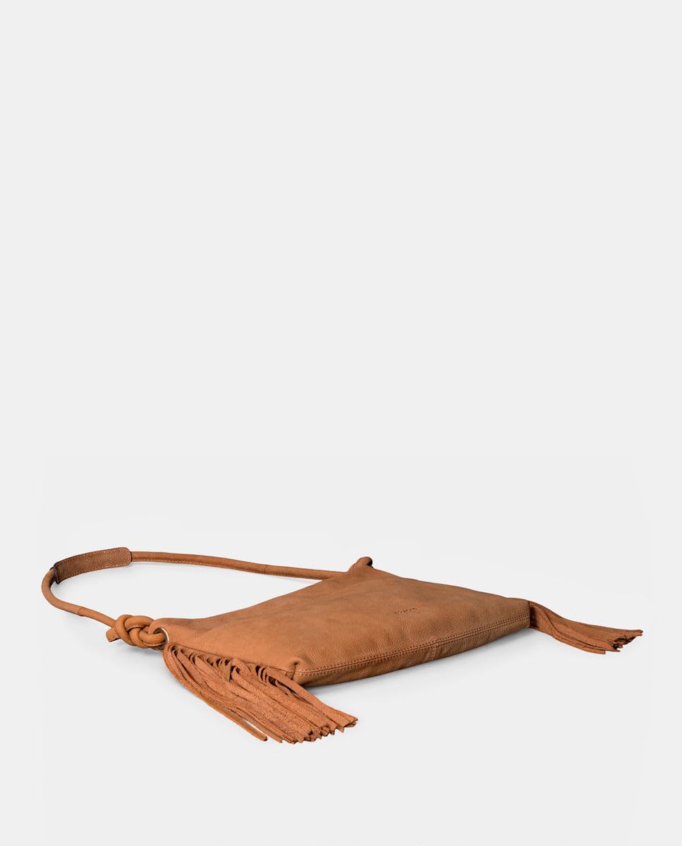 Abbacino Bolso de hombro en piel con flecos cognac Marrones