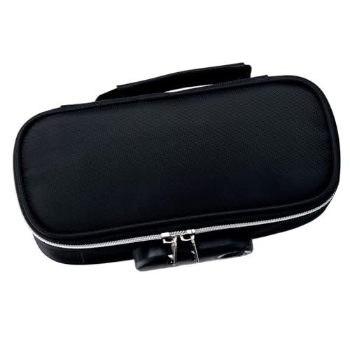 AUNMAS Estojo Com Trava para Lápis Bolsa de Papelaria de Lona de Grande Capacidade 21,5 X 9,5 X 6, Cm Com Organizador de Alça de Trava Combinada para Escritório Universitário do Ensino Médio (Preto)
