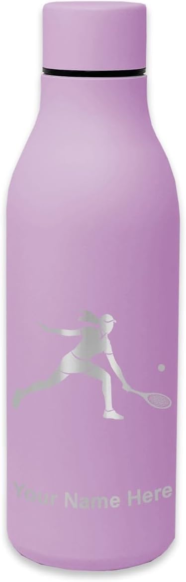 Double Wall Stainless Steel Water Bottle, Tennis Player Woman, Personalized Engraving Included