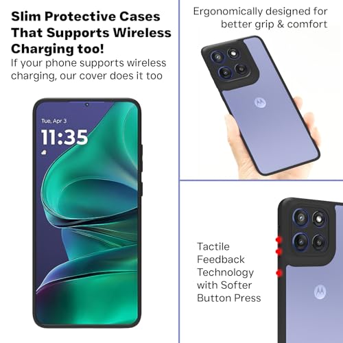 Image of RIGGEAR Shockproof Sleek Hybrid Armor Back Cover Case for Motorola Moto Edge 60 Stylus 5G (Clear PC with Black TPU Bumper)
