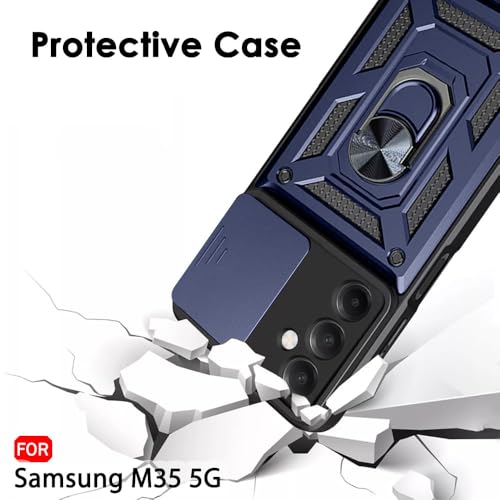 Image of Luxe Back Cover for Samsung Galaxy M35 5G | D10 Tough Armor Case | Sliding Camera Shield | 360 Protection | Kickstand Ring Holder | Military-Grade Shockproof Bumper Case