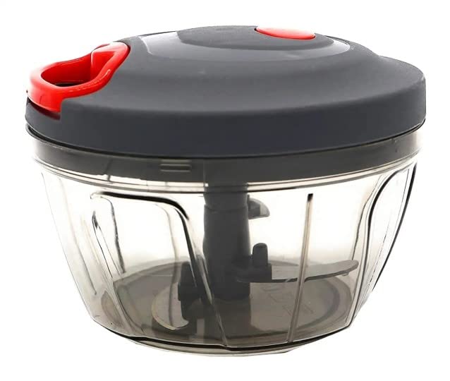Image of RIOMAX Plastic 450 ML Manual Vegetable Chopper with 3 Blades /Pull Chopper /Vegetable Cutter /Dori Chopper /Quick Chopper (450 ML, Grey)