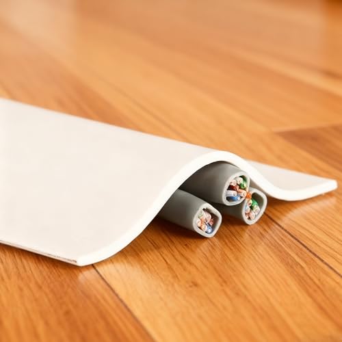 Cache-câbles flexible auto-adhésif pour protéger les câbles sur les murs, les sols, les appartements, les bureaux et les garages, blanc, 3 m