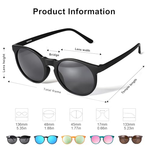 Image of WISTON Polarized Round Sunglasses for Women & Men,Running Sunglasses Retro Classic UV400 Protection TR Frame Lightweight 8107