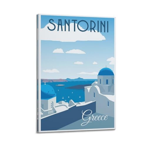 Poster moderne Santorin Grèce pour créer une ambiance méditerranéenne au salon