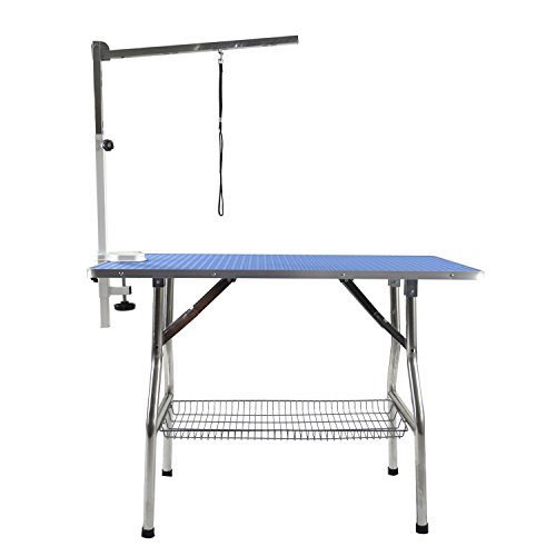 Flying Pig 32" Small Size Heavy Duty Stainless Steel Frame Foldable Dog Pet Grooming Table (32"x21", Blue) - Image 3