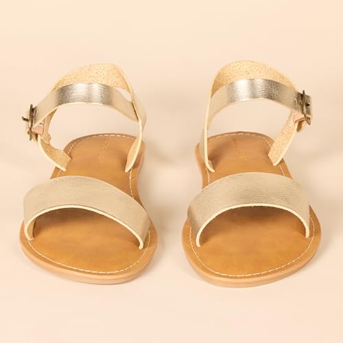 Image of Amazon Essentials Women's Two Strap Buckle Sandal with Adjustable Ankle Strap