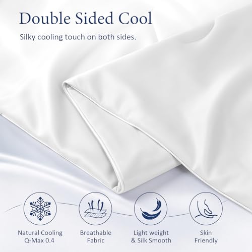 Image of Cooling Comforter for Hot Sleepers, Queen 90x90, Arctic White | Cooling blanket feel, Q-Max >0.4 cool touch, double-sided cooling, Sorona fill, for night sweats, lightweight & breathable
