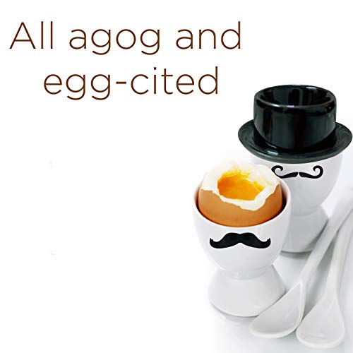 Cestash Egg Cups for Soft Boiled Eggs - Ceramic Egg Cups for Hard Boiled Eggs - Black and White Stylish Egg Servers - Set of 4 - Thumbnail 5