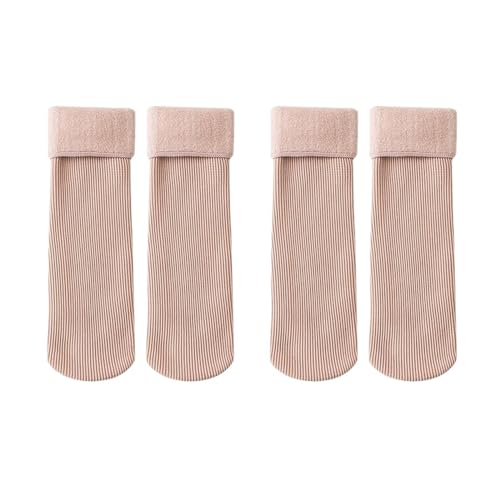 2 Pairs Winter Socks Thicken Seamless Home Floor Socks Snow Warm Socks For Boys Girls (Color : Light pink)