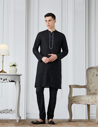 Image of Amazon Brand - Symbol Men Festive Embellished Long Kurta (Regular Fit)
