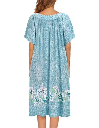 Image of Ekouaer Womens Nightgown Short Sleeve House Dress with Pockets-Floral Print Mumu Dress