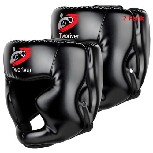 Boxing Headgear for Kids & Men & Youth 2 Pack, Full Face MMA Sparring Helmet with Adjustable Protection, Boxing Face Mask for Boys Gift Ages 8‑12, Muay Thai, Martial Arts Training